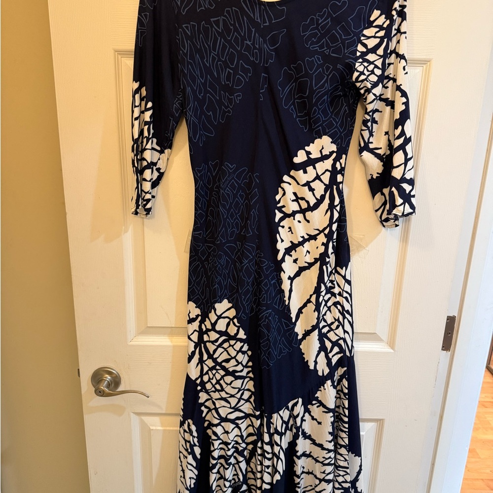 Elegant Navy and White Women's Dress